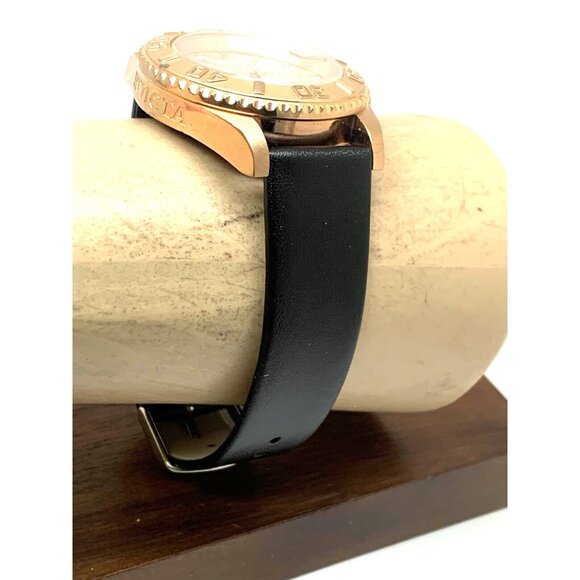 Invicta Women's Watch 14322 Angel Quartz Rose Gold Black Leather Strap 40mm - Picture 12 of 14